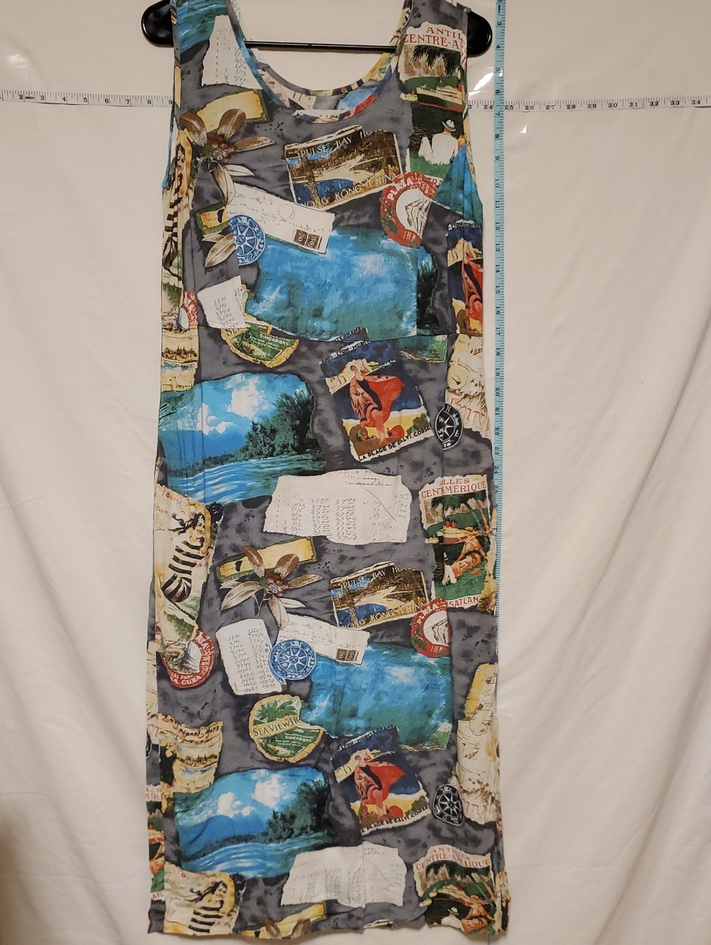 Jams World Vintage Multicolor Scenic Postcard Sleeveless Dress Small Resort Arty